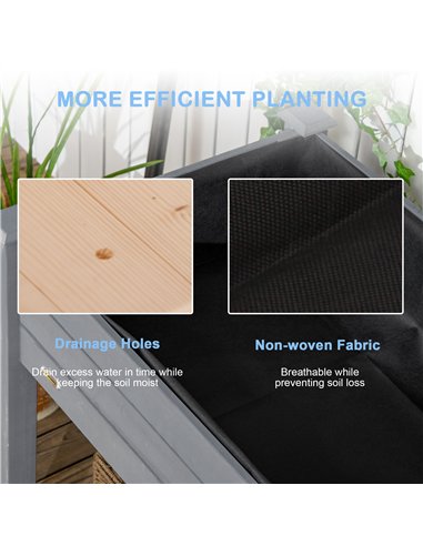 Outsunny Raised Bed for Garden, Wooden Elevated Planter Box with Bed Liner, for Flower Vegetable Herb, Dark Grey