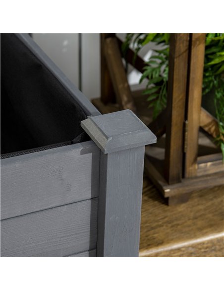 Outsunny Raised Bed for Garden, Wooden Elevated Planter Box with Bed Liner, for Flower Vegetable Herb, Dark Grey - pic 186411 | FastDaddyshop