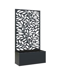Outsunny Outdoor Metal Planter, with Back Trellis - Black