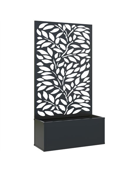 Outsunny Outdoor Metal Planter, with Back Trellis - Black - pic 186449 | FastDaddyshop