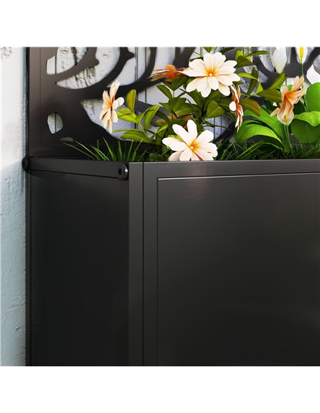 Outsunny Outdoor Metal Planter, with Back Trellis - Black - pic 186457 | FastDaddyshop