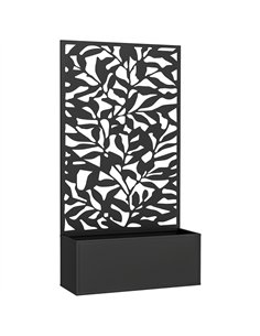 Outsunny Metal Garden Bed with Trellis, Wall Mounted or Freestanding Raised Planter with Privacy Panel, Black