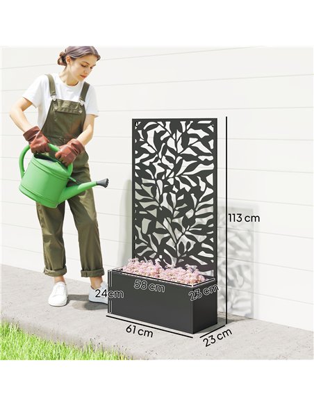 Outsunny Metal Garden Bed with Trellis, Wall Mounted or Freestanding Raised Planter with Privacy Panel, Black - pic 186460 | FastDaddyshop