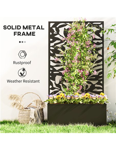 Outsunny Metal Garden Bed with Trellis, Wall Mounted or Freestanding Raised Planter with Privacy Panel, Black - pic 186463 | FastDaddyshop