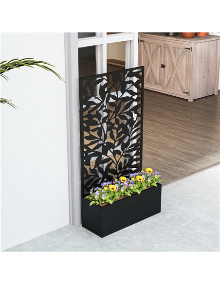 Outsunny Metal Garden Bed with Trellis, Wall Mounted or Freestanding Raised Planter with Privacy Panel, Black - pic 186466 | FastDaddyshop
