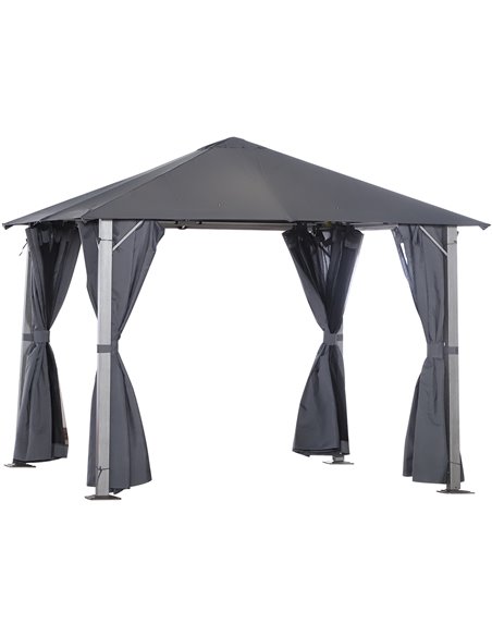 Outsunny Metal Frame Curtain Draped Outdoor Garden Gazebo Grey - pic 18647 | FastDaddyshop