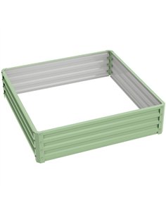 Outsunny Square Raised Garden Bed Box with Weatherized Steel Frame for Vegetables, Flowers, & Herbs, 120 x 120 x 30cm, Light Gre