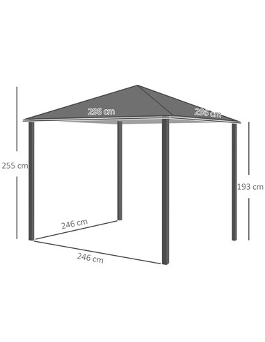 Outsunny Metal Frame Curtain Draped Outdoor Garden Gazebo Grey