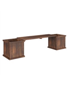 Outsunny Wooden Garden Planter & Bench Combination Garden Raised Bed Patio Park Carbonised Finish 176 x 38 x 40 cm