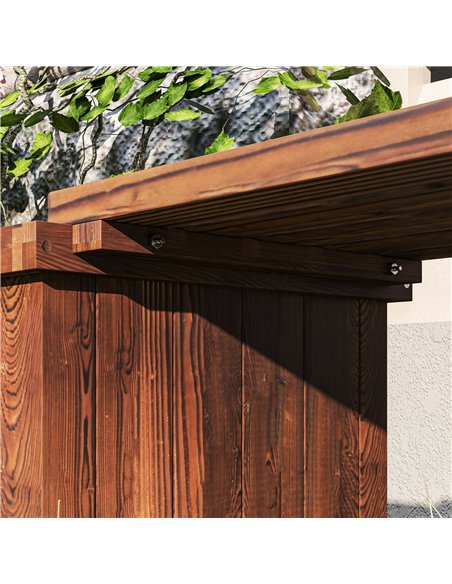 Outsunny Wooden Garden Planter & Bench Combination Garden Raised Bed Patio Park Carbonised Finish 176 x 38 x 40 cm - pic 186502 | FastDaddyshop