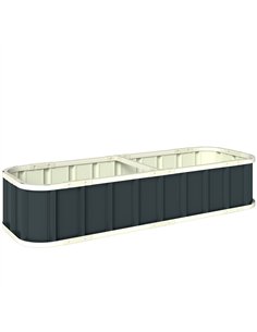 Outsunny Galvanised Raised Garden Bed, 5 x 2 x 1 ft Metal Planter with Gloves and Folded Edging, Dark Grey