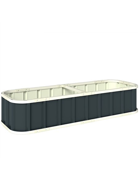 Outsunny Galvanised Raised Garden Bed, 5 x 2 x 1 ft Metal Planter with Gloves and Folded Edging, Dark Grey - pic 186503 | FastDaddyshop