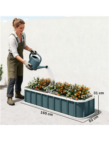 Outsunny Galvanised Raised Garden Bed, 5 x 2 x 1 ft Metal Planter with Gloves and Folded Edging, Dark Grey - pic 186505 | FastDaddyshop