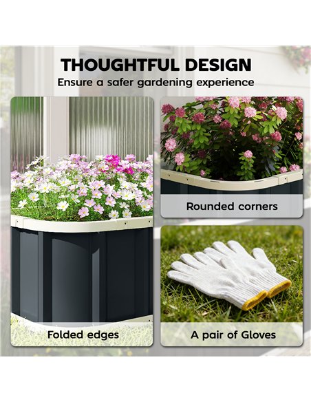 Outsunny Galvanised Raised Garden Bed, 5 x 2 x 1 ft Metal Planter with Gloves and Folded Edging, Dark Grey - pic 186506 | FastDaddyshop