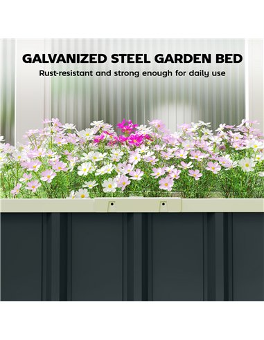 Outsunny Galvanised Raised Garden Bed, 5 x 2 x 1 ft Metal Planter with Gloves and Folded Edging, Dark Grey