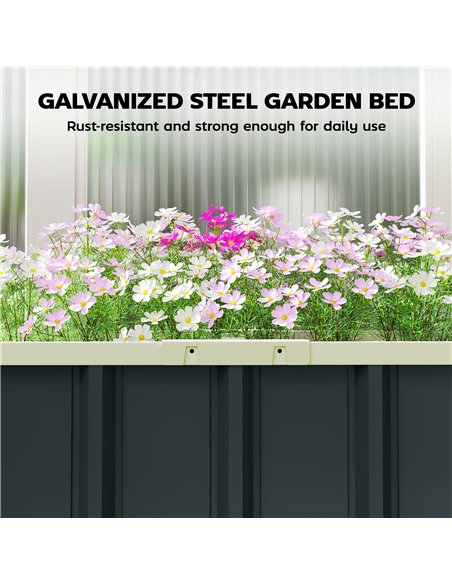 Outsunny Galvanised Raised Garden Bed, 5 x 2 x 1 ft Metal Planter with Gloves and Folded Edging, Dark Grey - pic 186508 | FastDaddyshop