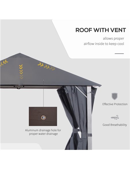 Outsunny Metal Frame Curtain Draped Outdoor Garden Gazebo Grey - pic 18651 | FastDaddyshop
