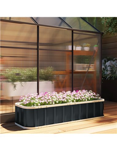 Outsunny Galvanised Raised Garden Bed, 5 x 2 x 1 ft Metal Planter with Gloves and Folded Edging, Dark Grey