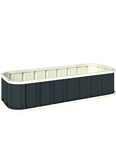 Outsunny Galvanised Raised Garden Bed, 4.5 x 2 x 1 ft Metal Planter with Gloves and Folded Edging, Dark Grey