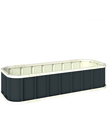 Outsunny Galvanised Raised Garden Bed, 4.5 x 2 x 1 ft Metal Planter with Gloves and Folded Edging, Dark Grey - pic 186512 | FastDaddyshop