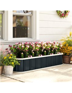 Outsunny Galvanised Raised Garden Bed, 4.5 x 2 x 1 ft Metal Planter with Gloves and Folded Edging, Dark Grey 2