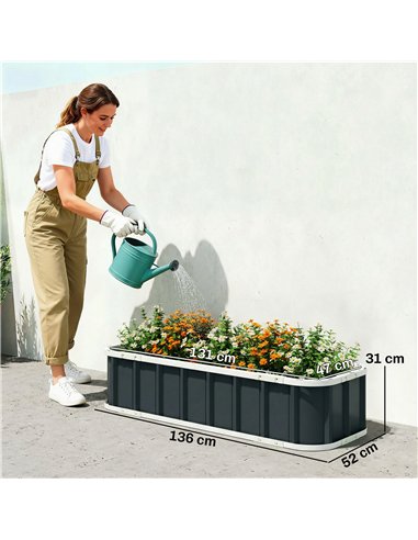 Outsunny Galvanised Raised Garden Bed, 4.5 x 2 x 1 ft Metal Planter with Gloves and Folded Edging, Dark Grey
