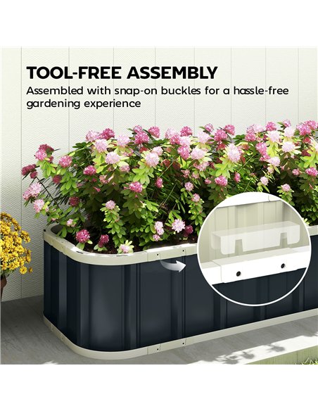 Outsunny Galvanised Raised Garden Bed, 4.5 x 2 x 1 ft Metal Planter with Gloves and Folded Edging, Dark Grey - pic 186516 | FastDaddyshop