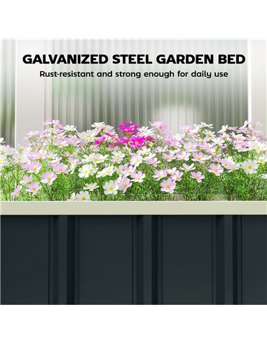 Outsunny Galvanised Raised Garden Bed, 4.5 x 2 x 1 ft Metal Planter with Gloves and Folded Edging, Dark Grey