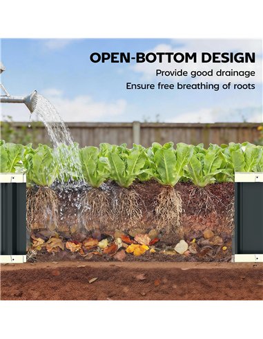Outsunny Galvanised Raised Garden Bed, 4.5 x 2 x 1 ft Metal Planter with Gloves and Folded Edging, Dark Grey