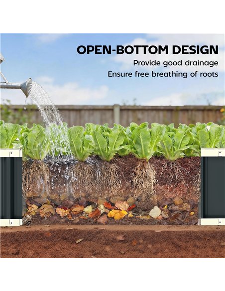Outsunny Galvanised Raised Garden Bed, 4.5 x 2 x 1 ft Metal Planter with Gloves and Folded Edging, Dark Grey - pic 186518 | FastDaddyshop