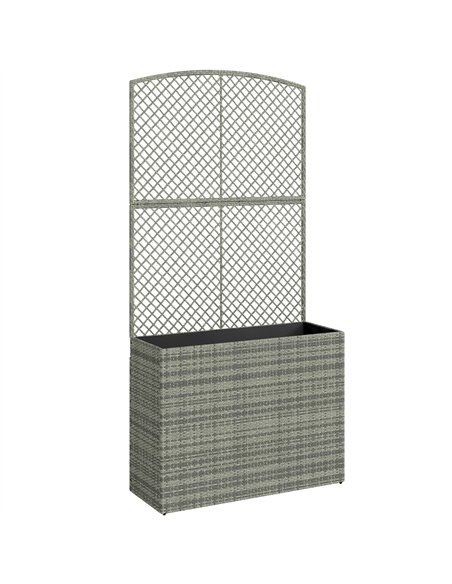 Outsunny Rattan Planter with Trellis, Raised Beds for Garden with Liner for Climbing Plants Vegetables Flowers, Dark Grey - pic 186557 | FastDaddyshop