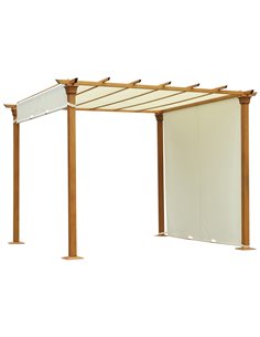 Outsunny 3x3m Garden Outdoor Retractable Pergola Gazebo with Adjustable Canopy, Beige