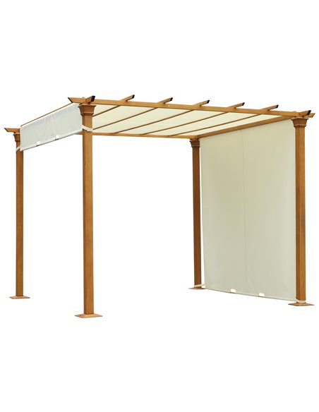 Outsunny 3x3m Garden Outdoor Retractable Pergola Gazebo with Adjustable Canopy, Beige - pic 18656 | FastDaddyshop