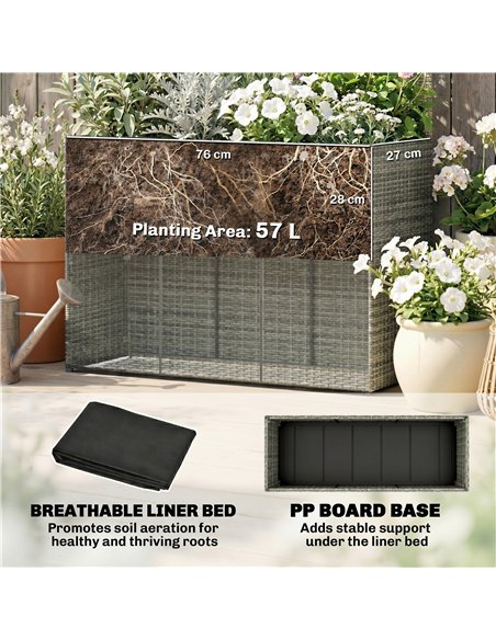 Outsunny Rattan Planter with Trellis, Raised Beds for Garden with Liner for Climbing Plants Vegetables Flowers, Dark Grey - pic 186563 | FastDaddyshop