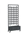 Outsunny Wooden Trellis Planter, Raised Garden Bed with Wheels, to Climb and Grow Vegetables, Herbs and Flowers, Grey