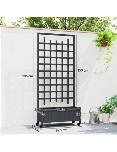 Outsunny Wooden Trellis Planter, Raised Garden Bed with Wheels, to Climb and Grow Vegetables, Herbs and Flowers, Grey