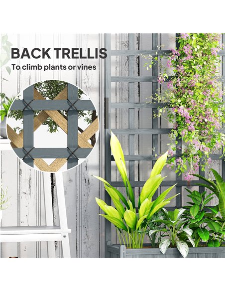Outsunny Wooden Trellis Planter, Raised Garden Bed with Wheels, to Climb and Grow Vegetables, Herbs and Flowers, Grey - pic 186569 | FastDaddyshop