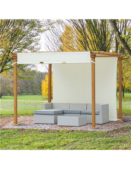 Outsunny 3x3m Garden Outdoor Retractable Pergola Gazebo with Adjustable Canopy, Beige - pic 18657 | FastDaddyshop