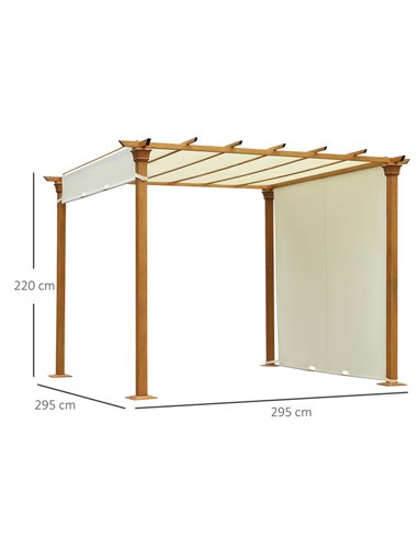 Outsunny 3x3m Garden Outdoor Retractable Pergola Gazebo with Adjustable Canopy, Beige