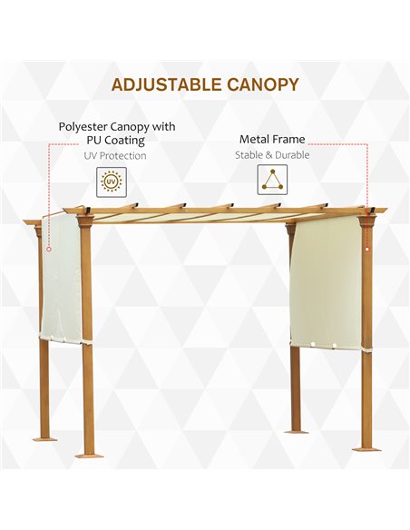 Outsunny 3x3m Garden Outdoor Retractable Pergola Gazebo with Adjustable Canopy, Beige - pic 18659 | FastDaddyshop