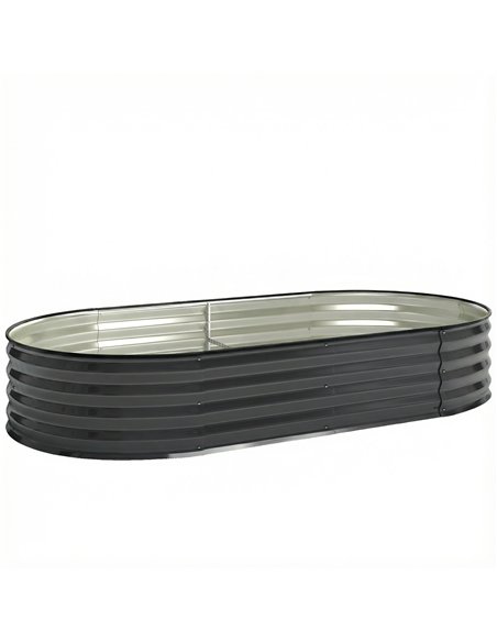 Outsunny Galvanised Raised Garden Bed, Metal Planter Box with Safety Edging, for Flowers, Herbs, Succulents, Dark Grey - pic 186593 | FastDaddyshop