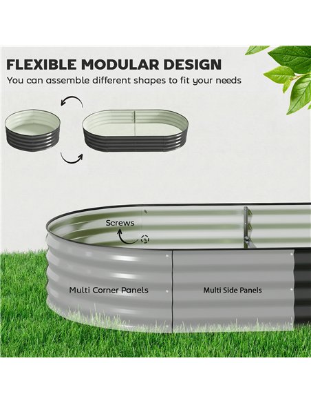 Outsunny Galvanised Raised Garden Bed, Metal Planter Box with Safety Edging, for Flowers, Herbs, Succulents, Dark Grey - pic 186596 | FastDaddyshop