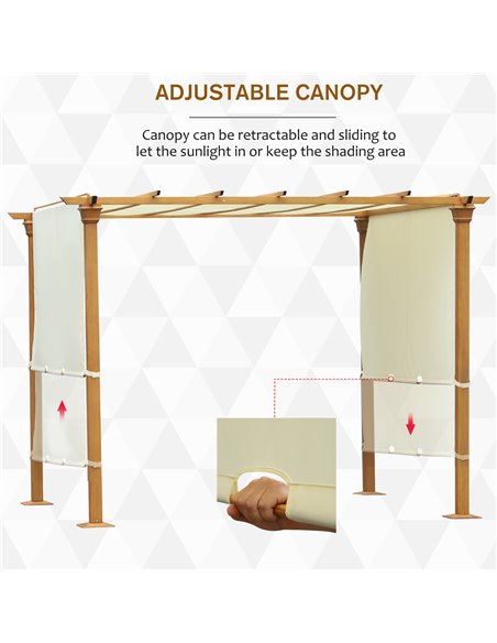 Outsunny 3x3m Garden Outdoor Retractable Pergola Gazebo with Adjustable Canopy, Beige - pic 18661 | FastDaddyshop