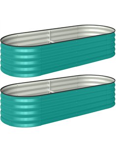 Outsunny Set of Two 150 x 60cm Steel Planters - Green