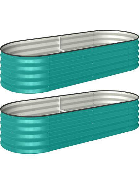 Outsunny Set of Two 150 x 60cm Steel Planters - Green - pic 186611 | FastDaddyshop