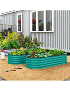 Outsunny Set of Two 150 x 60cm Steel Planters - Green 2