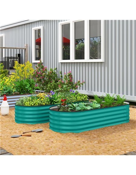 Outsunny Set of Two 150 x 60cm Steel Planters - Green - pic 186612 | FastDaddyshop
