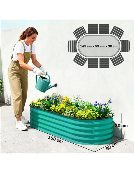 Outsunny Set of Two 150 x 60cm Steel Planters - Green - pic 186613 | FastDaddyshop