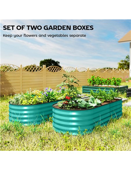 Outsunny Set of Two 150 x 60cm Steel Planters - Green - pic 186614 | FastDaddyshop