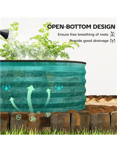 Outsunny Set of Two 150 x 60cm Steel Planters - Green